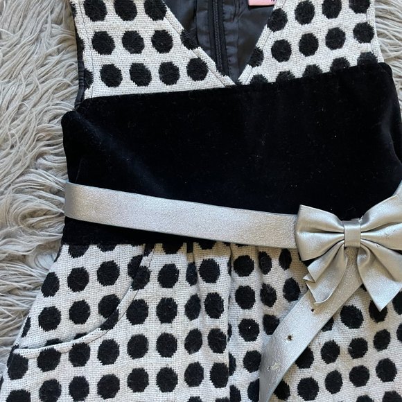 Girls Black and White Polkadot Dress - Picture 2 of 7